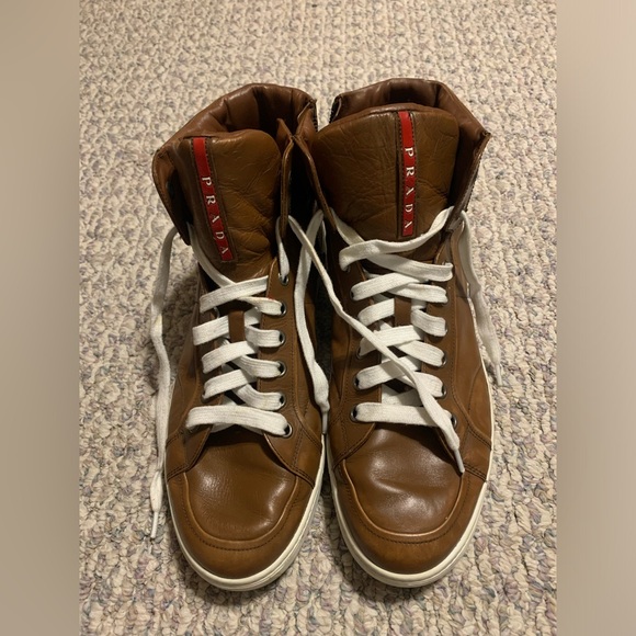 PRADA LEATHER HIGH TOPS sz 12 - Picture 1 of 8